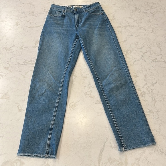 Ted Baker Morgani Straight Leg Blue Denim Jeans Raw Hem - Picture 3 of 15